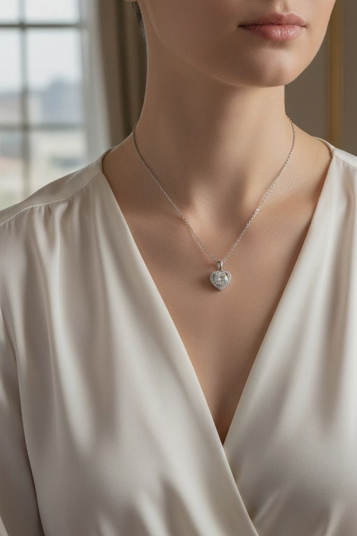 Zircon Heart Pendant Necklace