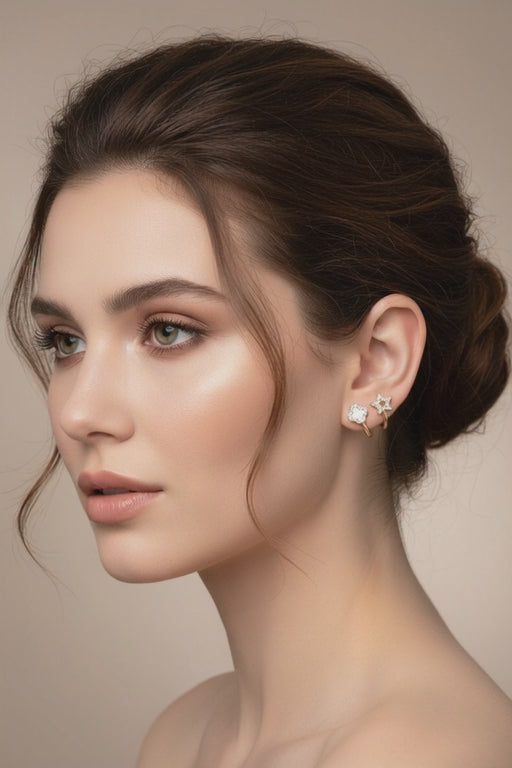 Gold Crystal Star & Clover Earrings