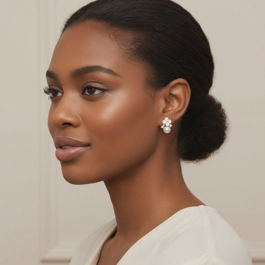 Pearl & Crystal Flower Earrings