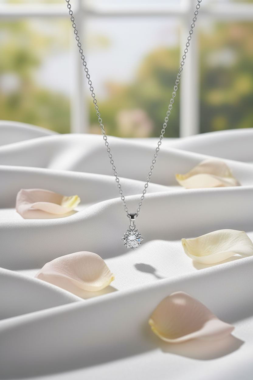 Romantic necklace scene