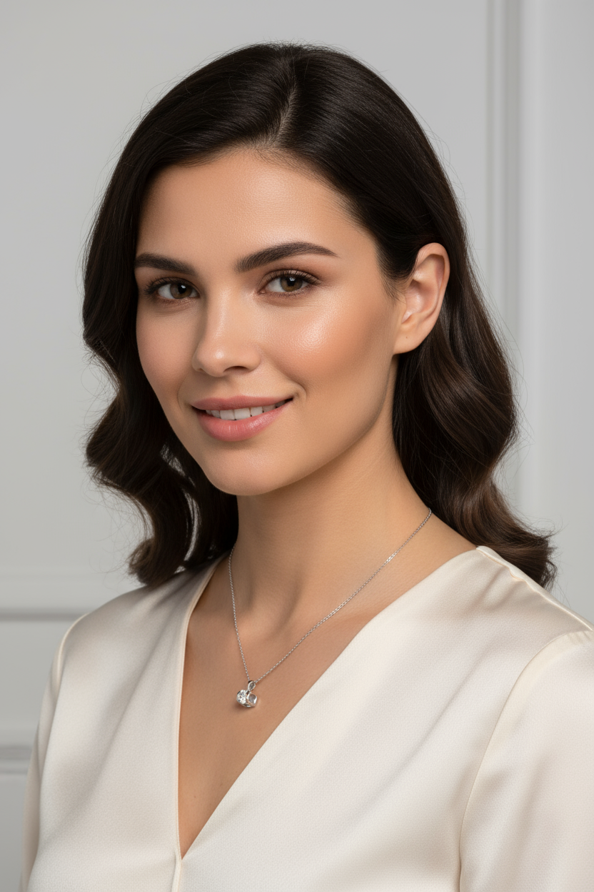 Heart-Framed Zircon Solitaire Pendant Necklace